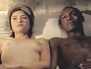 Black stud and slim cute white playgirl